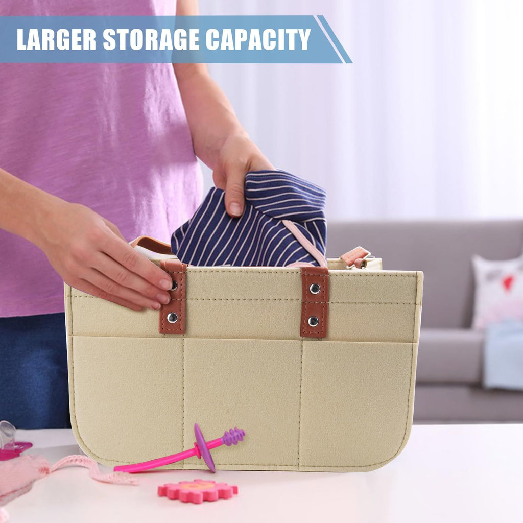Diaper Caddy Organizer with Handle, Shoulder Strap Buckle, 3 Removable Storage Compartments, Car Caddy Organizer
