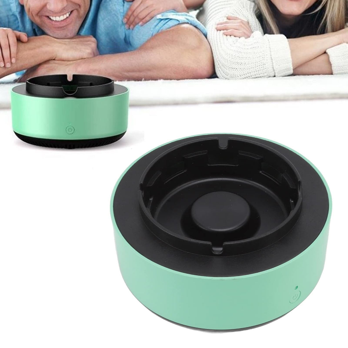 Smart Ashtray Self Extinguishing, 2 in 1 Air Purifier Ashtray with Filter Multifunctional Smokeless Ashtray Air  (Green and Black)