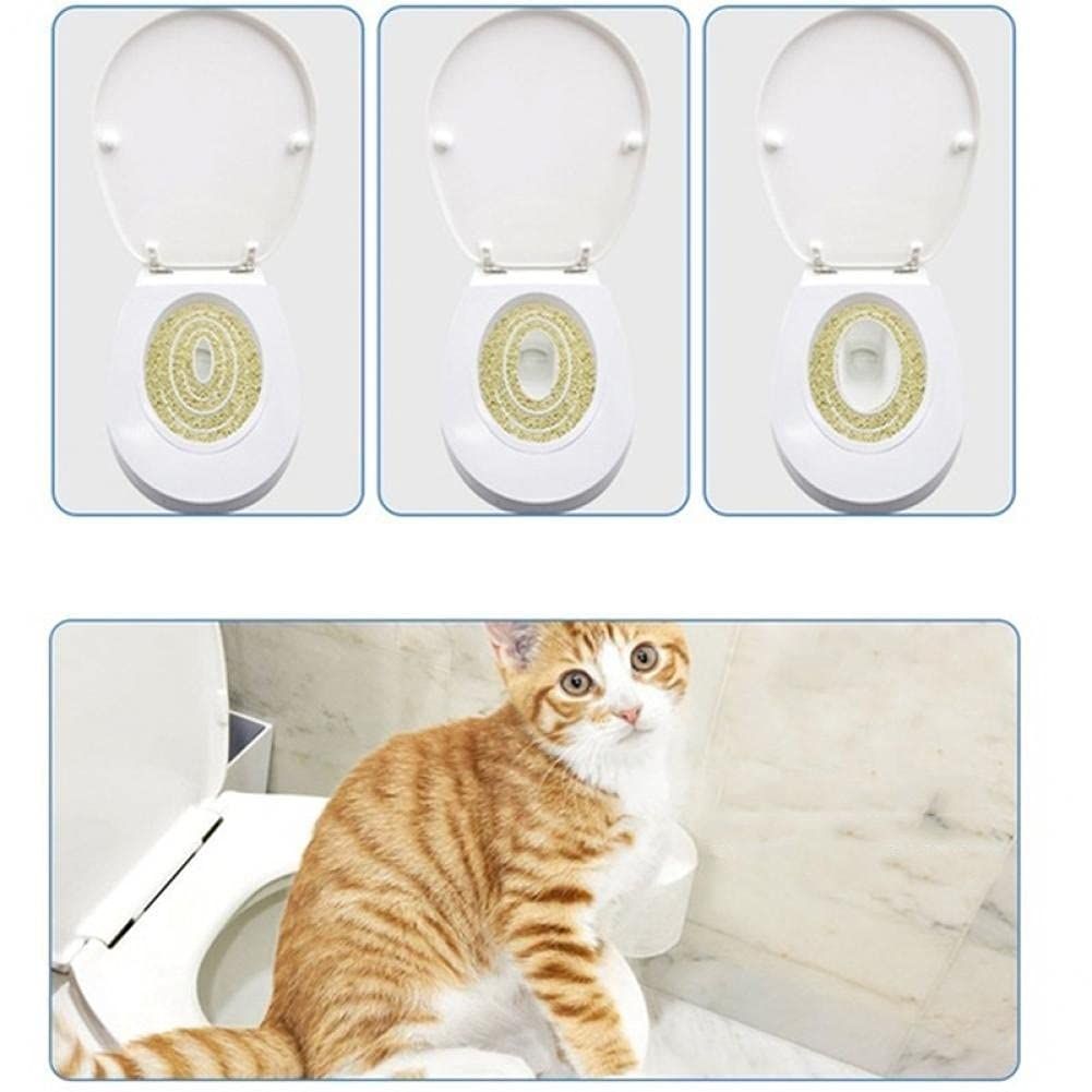 Cat Toilet Training Seat- Litter Tray Kit Pet Kitty Potty Train System Cat Nip with Step by Step Training Guide