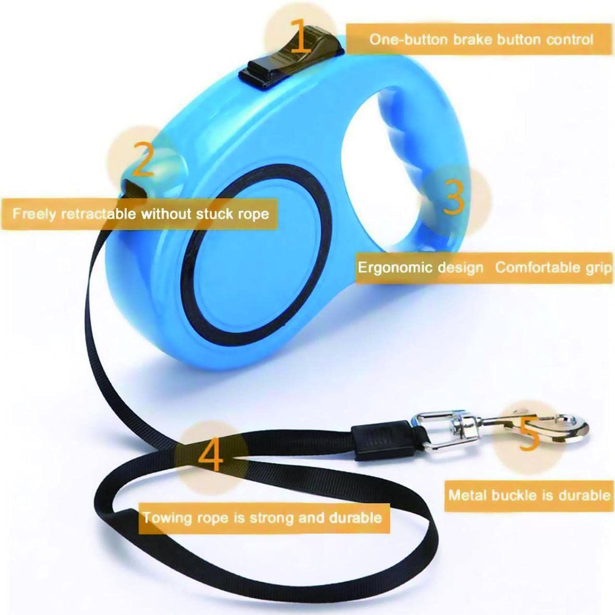 Pet Leash for Pet,12 FT Pet Walking Leash with Anti-Slip Handle,Strong Nylon Tape,Tangle-Free,One-Handed One Button Lock & Release