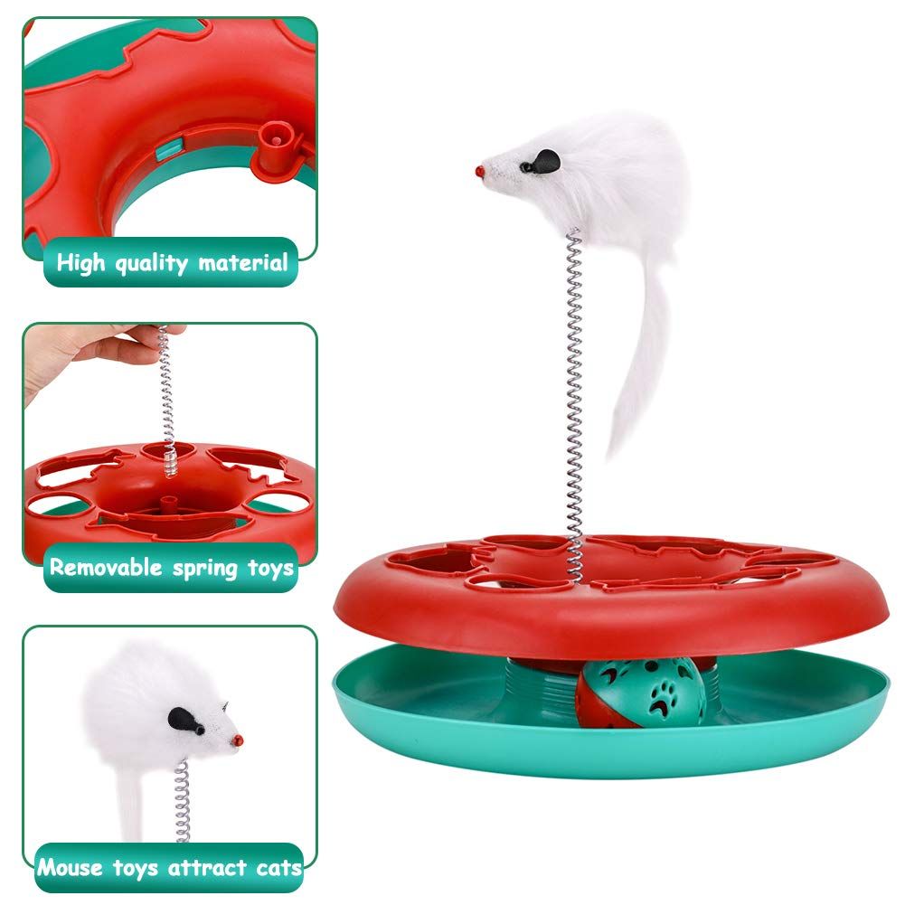 Cat Toys, Cat Toys for Indoor Cats,Interactive Kitten Toys Roller Tracks with Catnip Spring Pet Toy with Exercise Balls Mouse