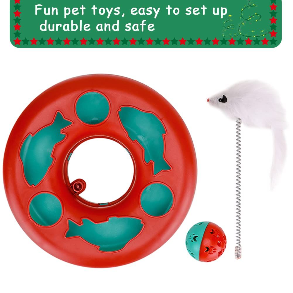 Cat Toys, Cat Toys for Indoor Cats,Interactive Kitten Toys Roller Tracks with Catnip Spring Pet Toy with Exercise Balls Mouse