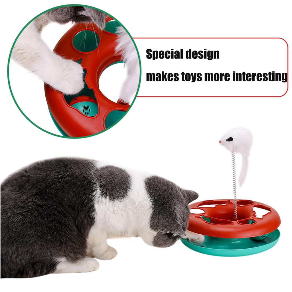 Cat Toys, Cat Toys for Indoor Cats,Interactive Kitten Toys Roller Tracks with Catnip Spring Pet Toy with Exercise Balls Mouse
