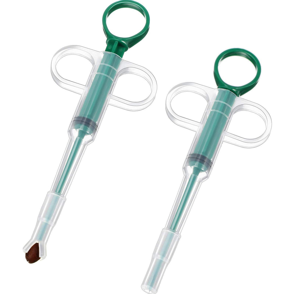 2 Pieces Pet Pill Plunger Popper for Small Cats Dogs Pill Dispenser Pet Piller Soft for Feeding Accessories (Green)