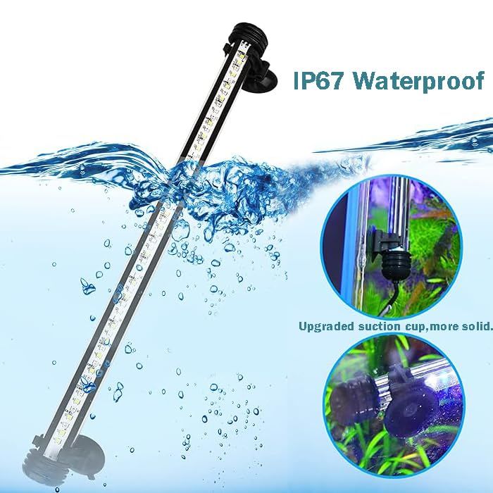 (15.35inch)Submersible Aquarium Light Underwater Fish Tank Light LED Aquarium Light Bar with Timer Auto On/Off and Dimmer Adjustable