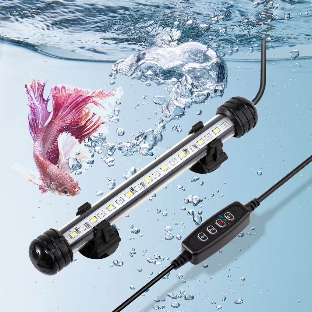 (15.35inch)Submersible Aquarium Light Underwater Fish Tank Light LED Aquarium Light Bar with Timer Auto On/Off and Dimmer Adjustable