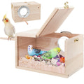 Parakeet Nesting Box Transparent Design,  Bird Nest Breeding Box with  Wood Bird Cage House for Cockatiel Lovebirds  Finch Parrotlets Canary （12*12*19.5）