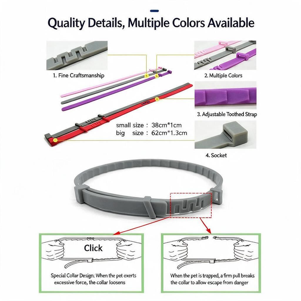 Adjustable Cat Flea & Mosquito Repellent Collar Pink Tin 38cm 8 Month Long-Lasting Protection Safe for Indoor Cats Halloween