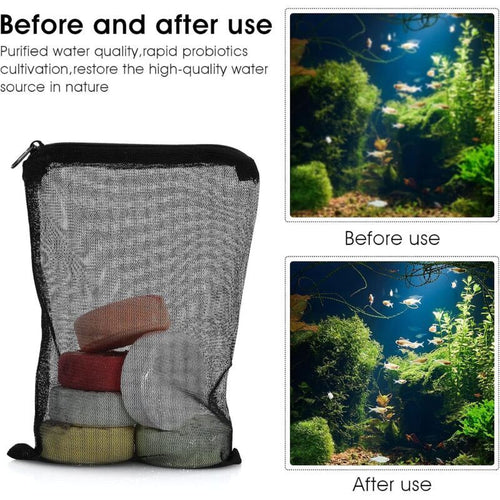 10 Pcs Bags Filtrants for Aquarium with Fermeture Eclair in Maille Fine a Haut Debit Black, Biospheres Bags Reutilisables for Charcoal Actif