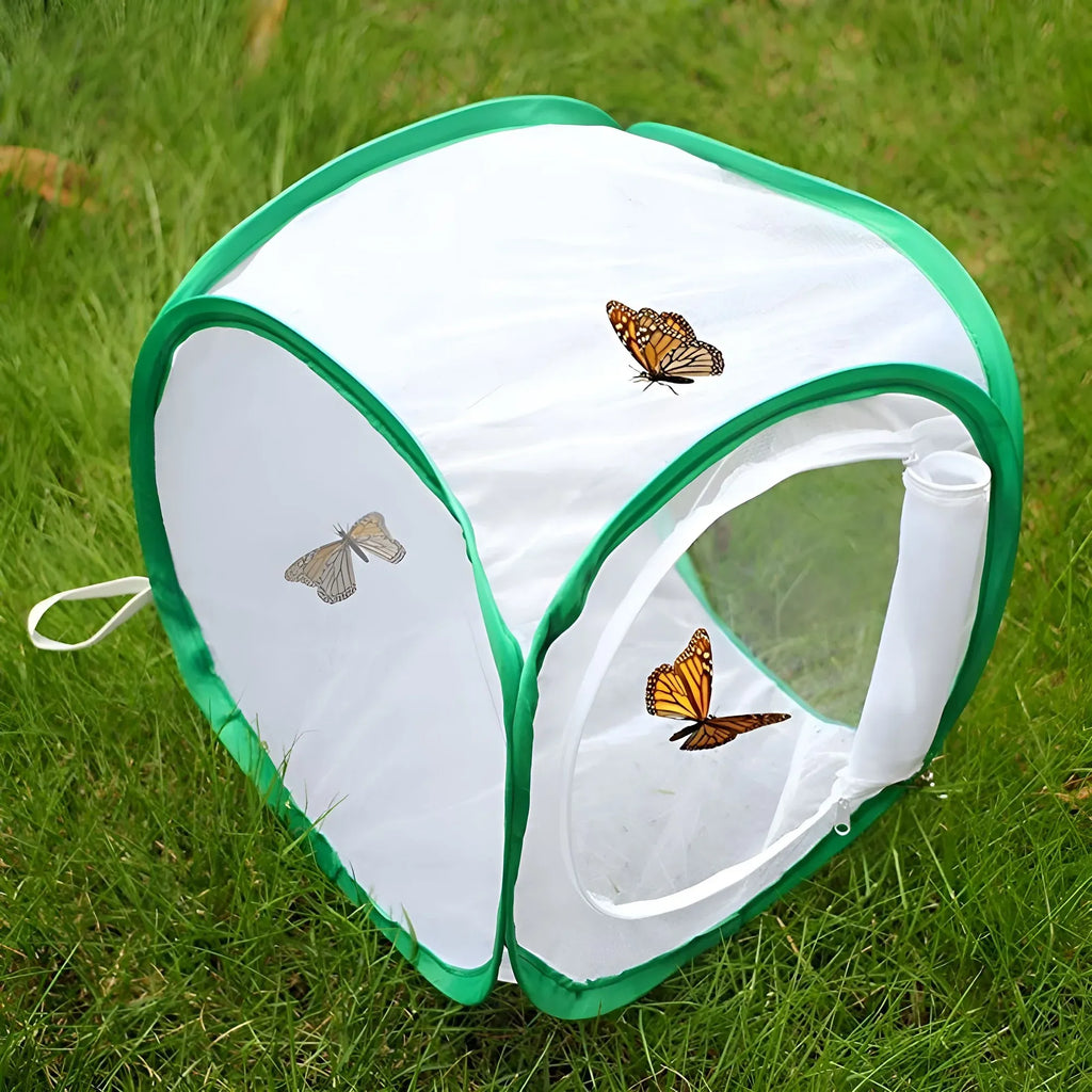 1 Pc Green Butterfly Kit With Live Caterpillars, Portable Foldable Insect Habitat Cage and Butterfly House