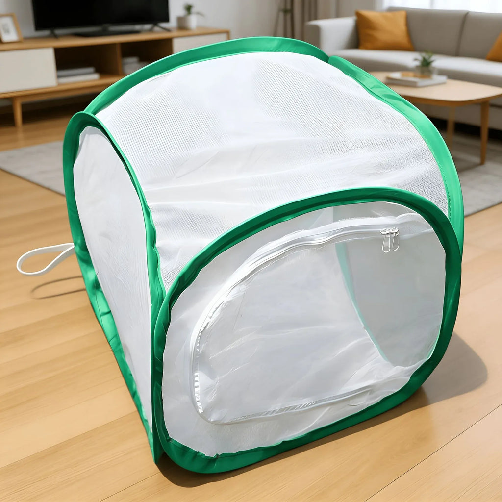 1 Pc Green Butterfly Kit With Live Caterpillars, Portable Foldable Insect Habitat Cage and Butterfly House