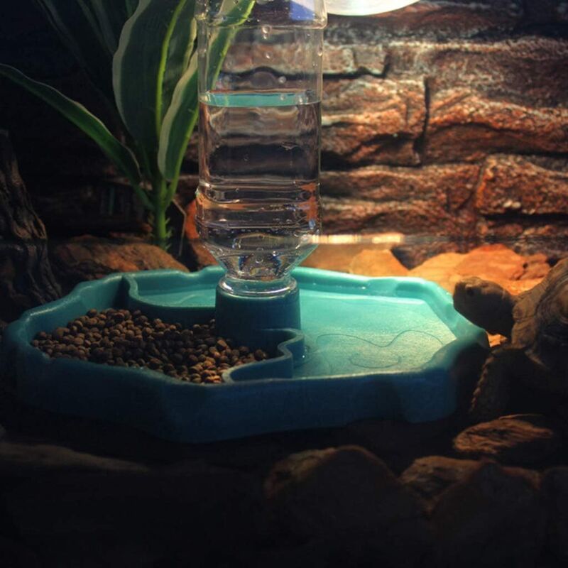 Reptile Bowl, Automatic Water Dispenser for Reptile Turtle Feeding Food Bowl Pet Bowl, LS