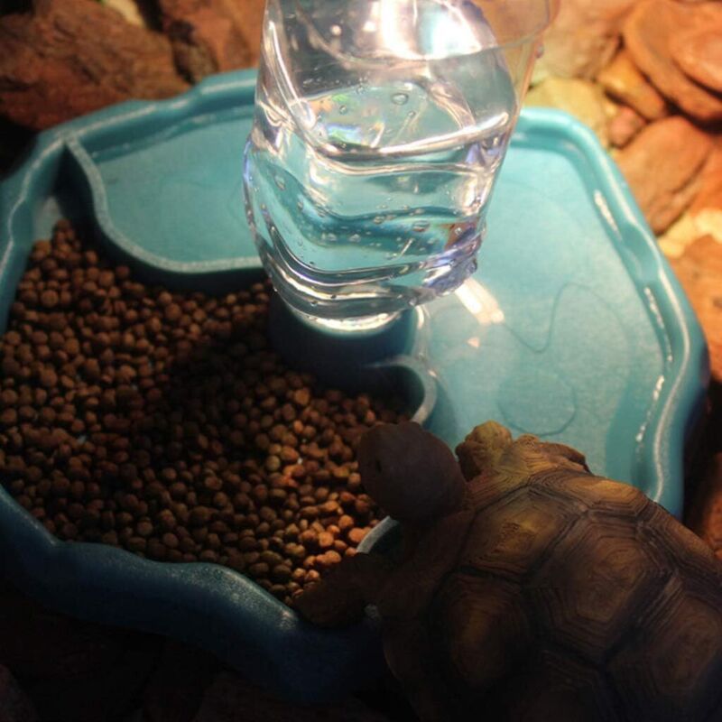 Reptile Bowl, Automatic Water Dispenser for Reptile Turtle Feeding Food Bowl Pet Bowl, LS