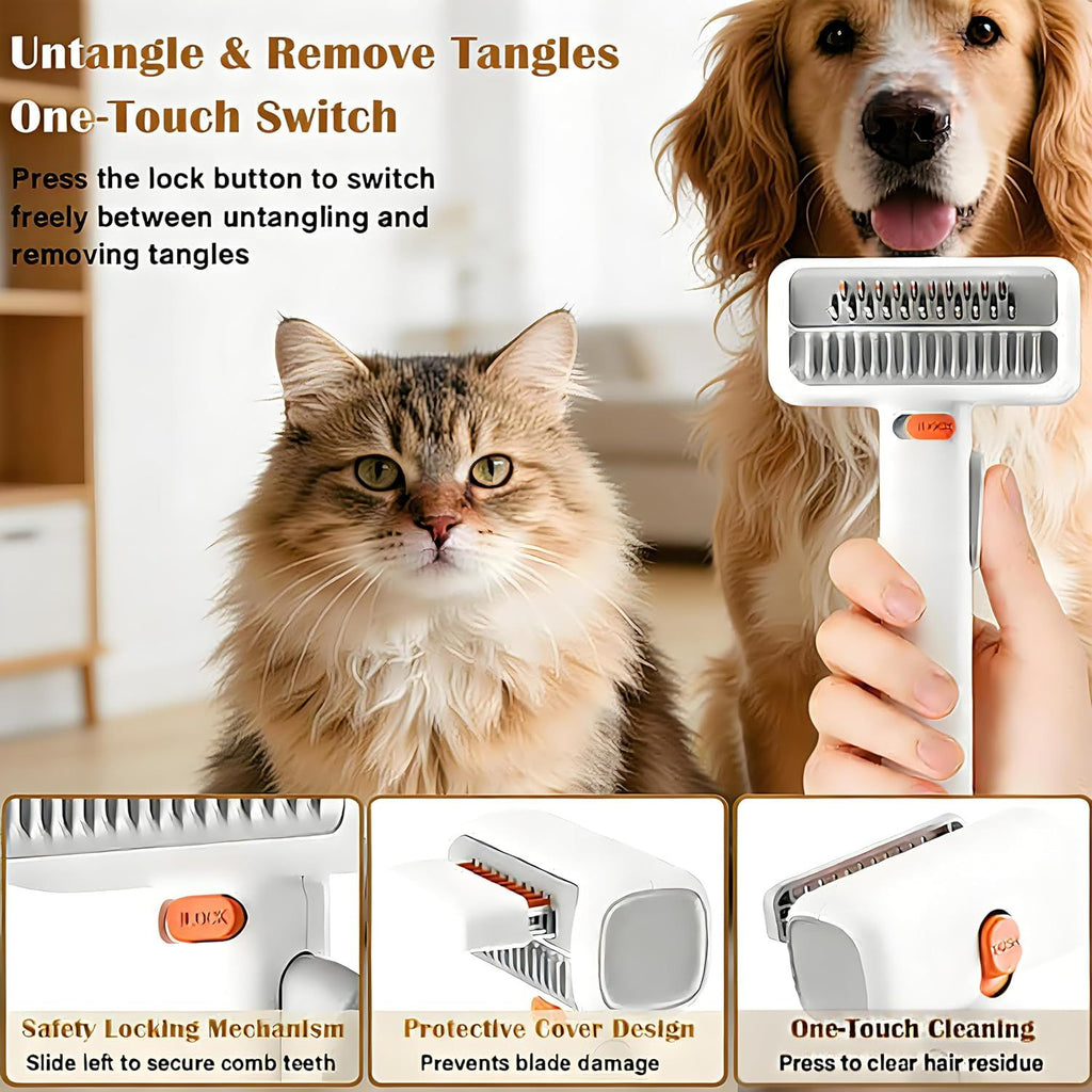 Dog and Cat Detangling Rake 2 in 1 for Undercoat and Loose Hair
