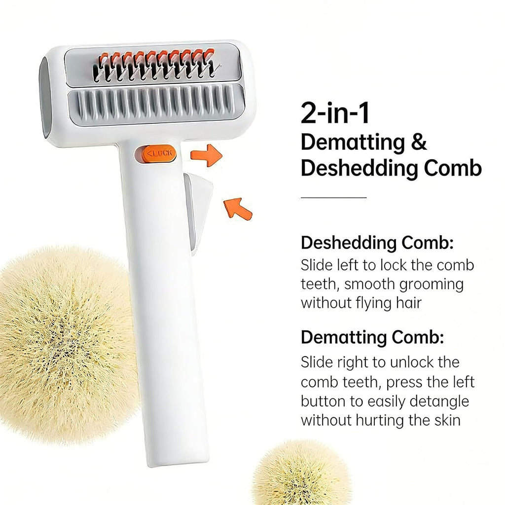 Dog and Cat Detangling Rake 2 in 1 for Undercoat and Loose Hair