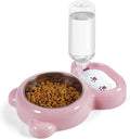 Cat Food and Water Bowl 2 in 1 with Automatic Water Dispenser Pink, 500 ml