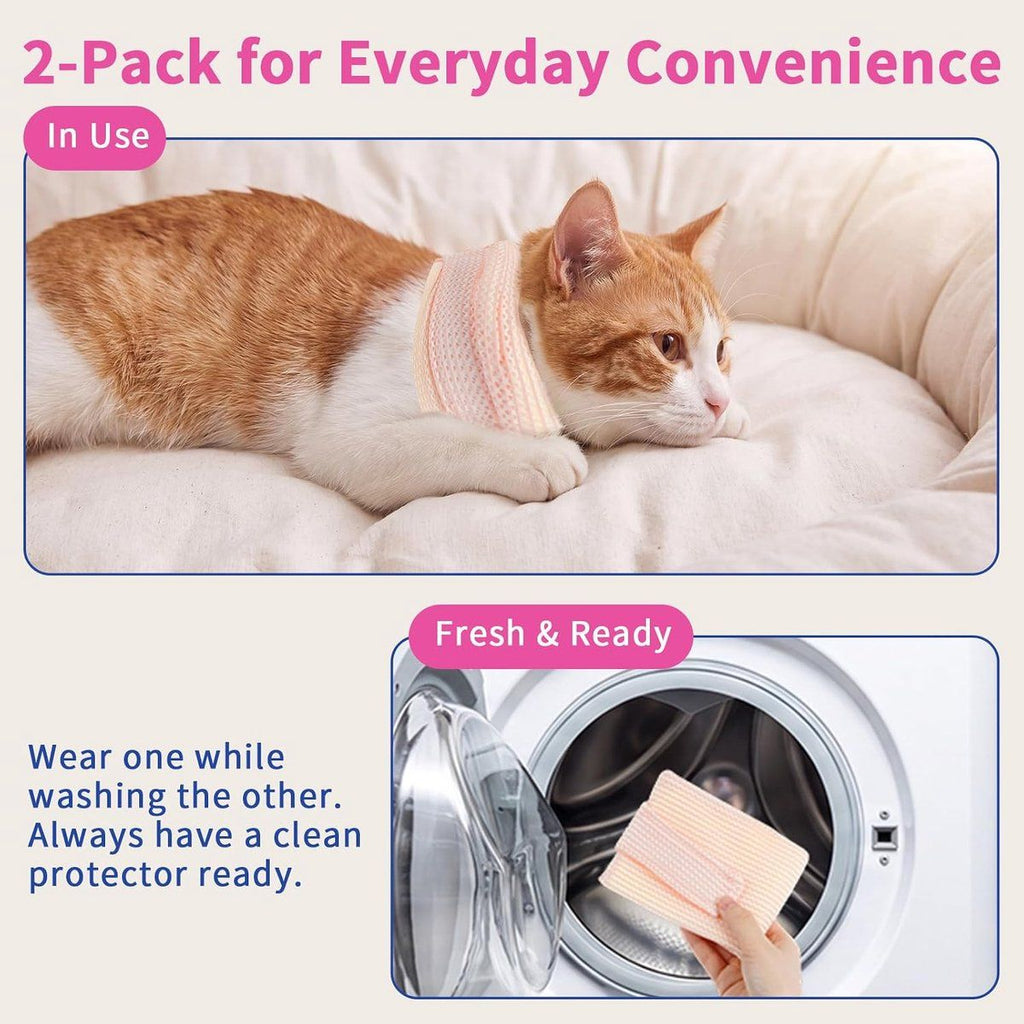 2 Pcs Cat Recovery Collar Soft Protective Scratching Prevention Neck Protector for Cats Pink, Size XS 16-22cm