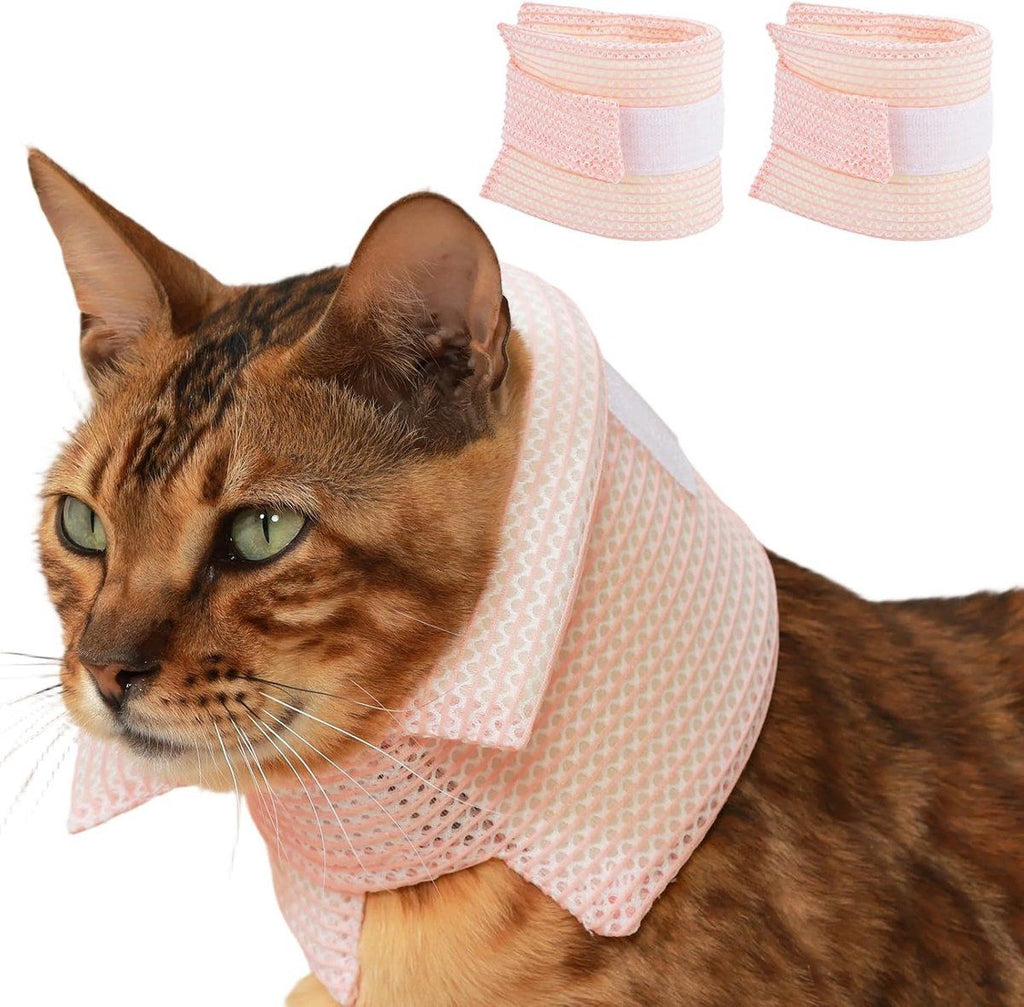 2 Pack Cat Protective Collar, Soft Comfortable Neck Guard Against Scratching, Pink, Size S 20-28 cm