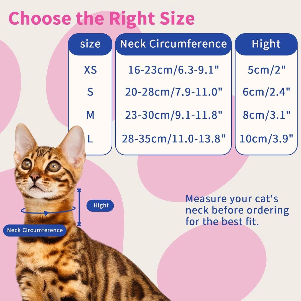 2 Pack Cat Protective Collar, Soft Comfortable Neck Guard Against Scratching, Pink, Size S 20-28 cm