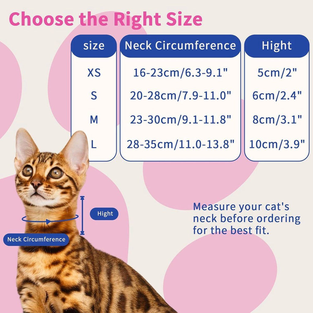 2 Pack Cat Recovery Collar, Soft Protective Cone Collar for Cats After Surgery, Anti Scratch Neck Protection, Breathable and Comfortable, Pink, Size M 23-30 cm