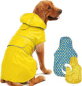 Reversible Dog Raincoat Poncho, Hooded Dog Jacket with Leash Hole, Reflective Stripe, Windproof and Snowproof Slicker, M