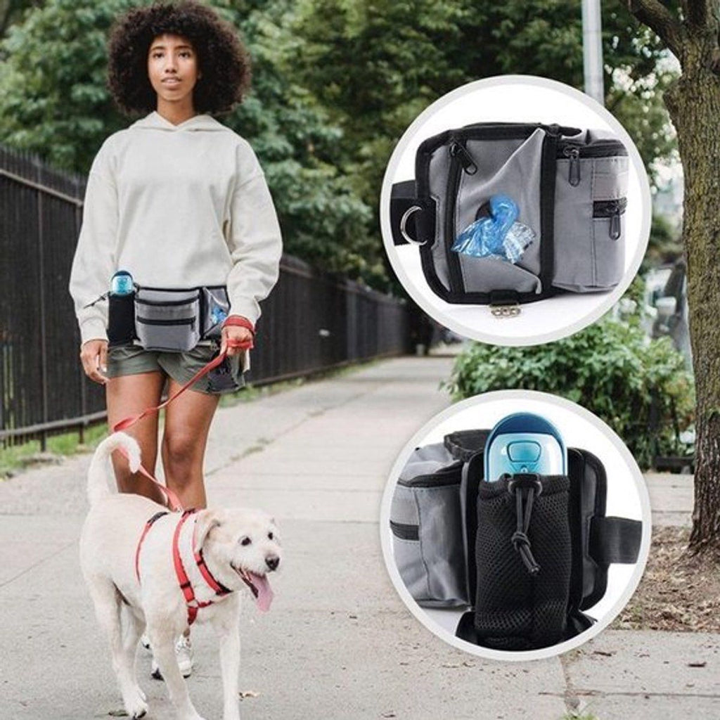 Dog Treat Training Waist Bag, Adjustable Lightweight Waist Pouch for Dog Training Walking Outdoor, Black