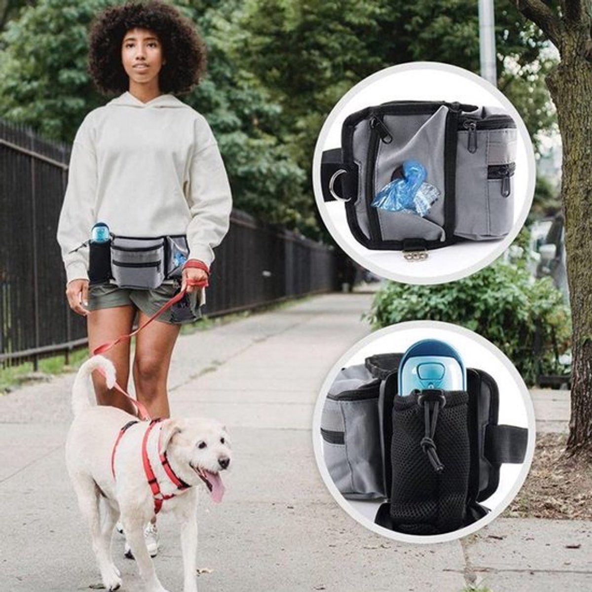 Dog Treat Training Waist Bag, Adjustable Lightweight Waist Pouch for Dog Training Walking Outdoor, Black