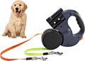 Double Retractable Dog Leash for Two Dogs with Anti-Slip Handle and LED Light, 3 M