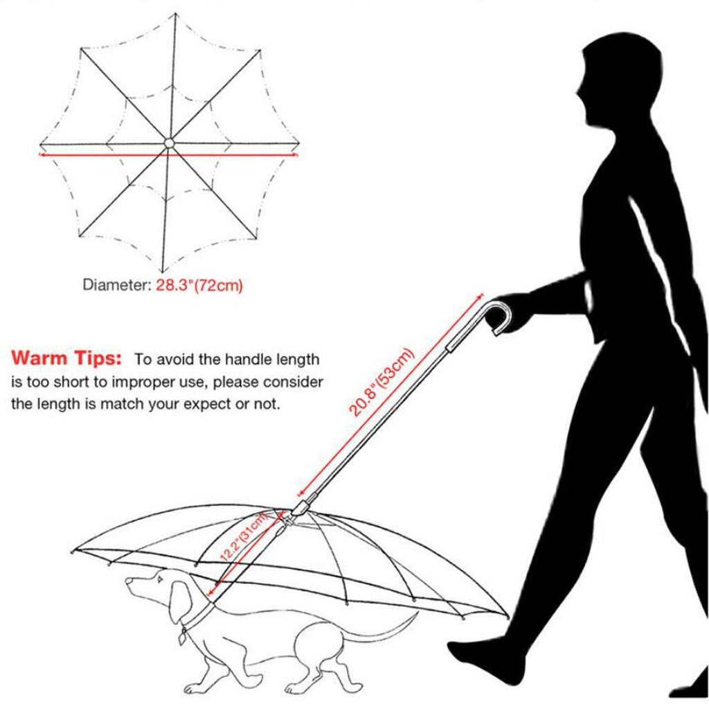 Dog Umbrella with Leash for Small Dogs, Detachable Pet Umbrella with Ergonomic Handle, Rain and Wind Protection, for Pets up to 50 cm