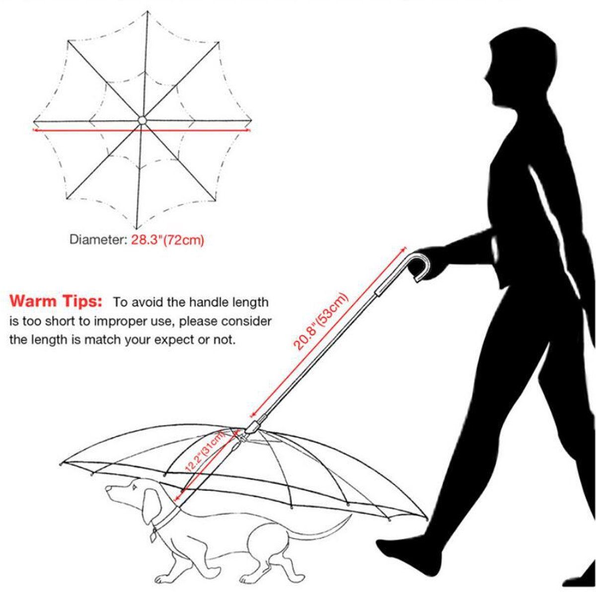 Dog Umbrella with Leash for Small Dogs, Detachable Pet Umbrella with Ergonomic Handle, Rain and Wind Protection, for Pets up to 50 cm