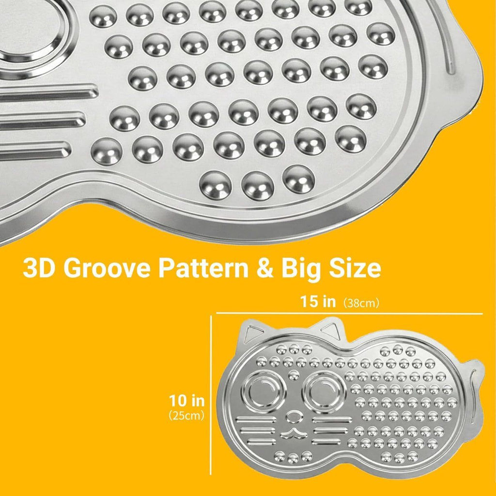 Stainless Steel Lick Mat for Dogs and Cats, Slow Feeder Lick Pad with Suction Cups for Food, Water and Treats, 38x25x1.8cm