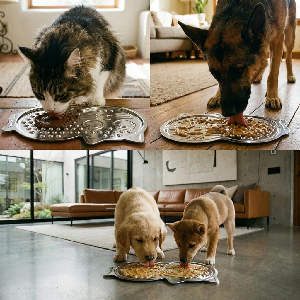 Stainless Steel Lick Mat for Dogs and Cats, Slow Feeder Lick Pad with Suction Cups for Food, Water and Treats, 38x25x1.8cm