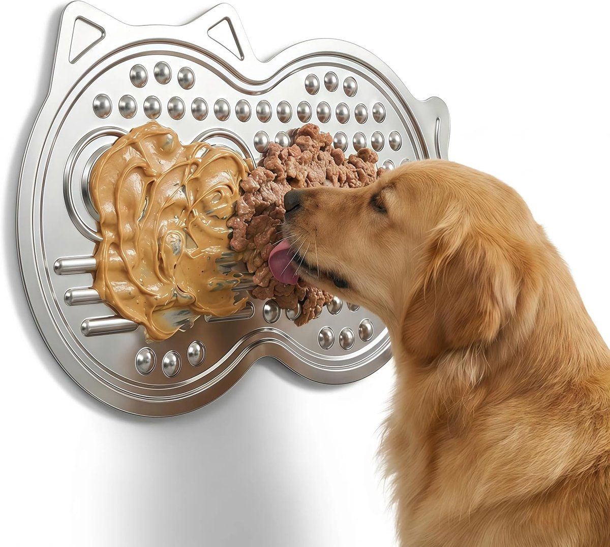 Stainless Steel Lick Mat for Dogs and Cats, Slow Feeder Lick Pad with Suction Cups for Food, Water and Treats, 38x25x1.8cm