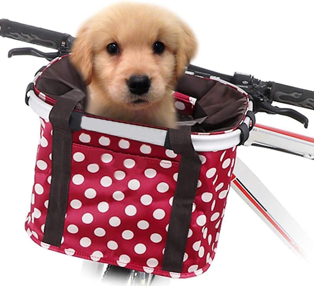 Dog Bike Basket, Foldable Bicycle Basket with Handlebar Mount, Quick Release Detachable Front Basket for Small Dogs, Pets, Shopping and Commuting