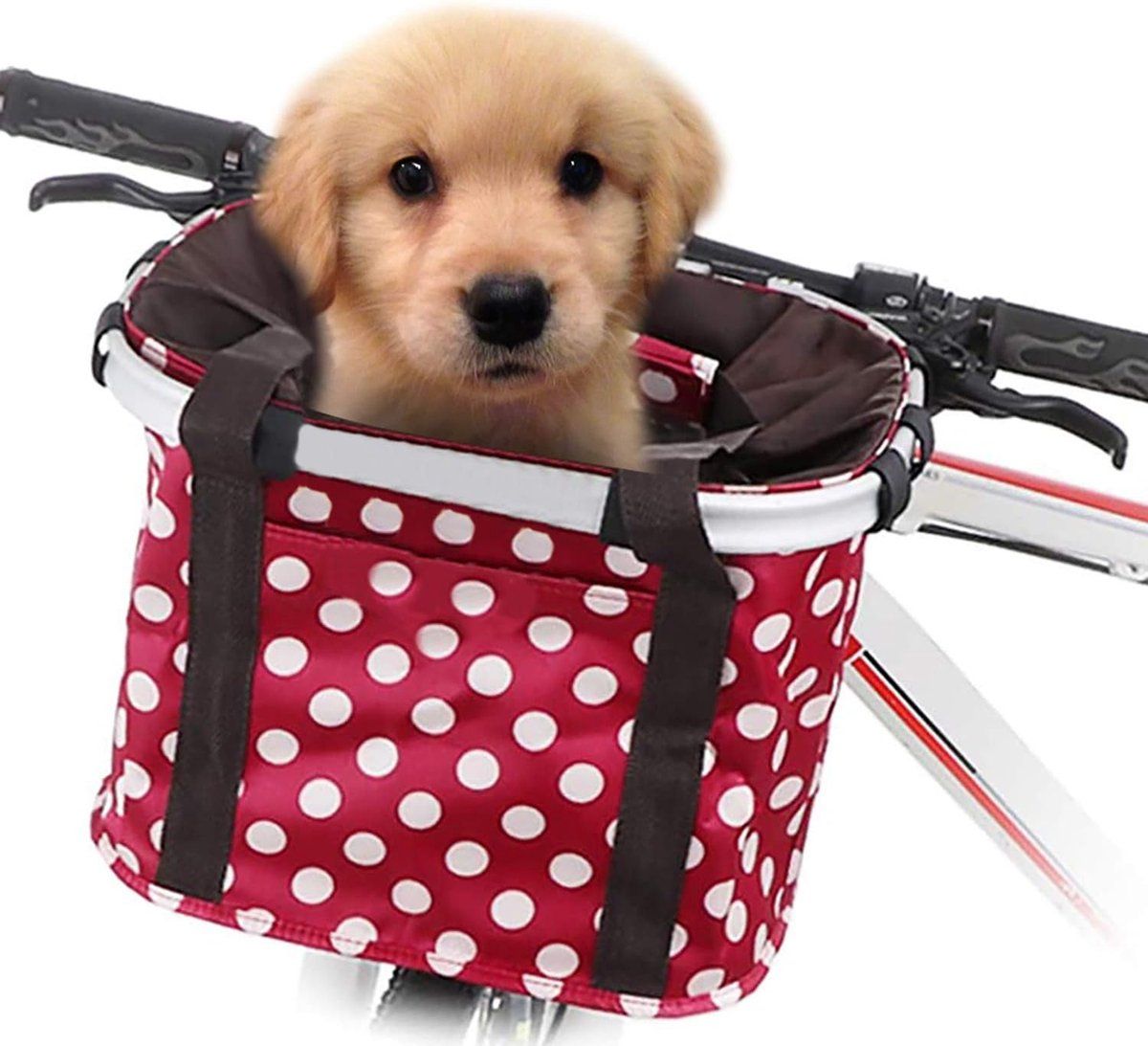 Dog Bike Basket, Foldable Bicycle Basket with Handlebar Mount, Quick Release Detachable Front Basket for Small Dogs, Pets, Shopping and Commuting