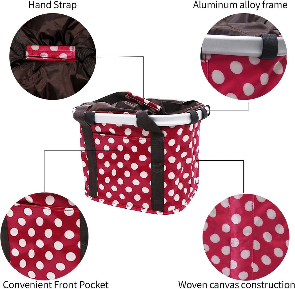 Dog Bike Basket, Foldable Bicycle Basket with Handlebar Mount, Quick Release Detachable Front Basket for Small Dogs, Pets, Shopping and Commuting