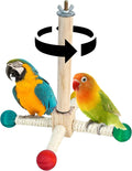 Bird Perch Toys, Interactive Wooden Rotating Stand with Smooth Spinning Design, Bird Cage Accessories for Parrots, Parakeets, Budgies, Lovebirds