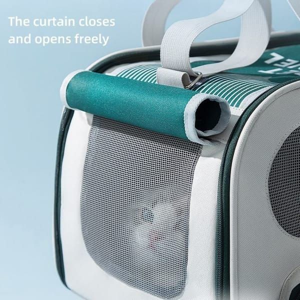 Large‑Capacity Pet Travel Carrier Bag, Portable Breathable Cat Dog Carrier, Crossbody Pet Handbag for Travel & Car Trips, Teal‑Green Pet Transport Bag 45×30×28cm