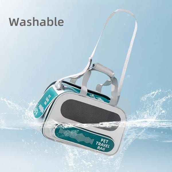 Large‑Capacity Pet Travel Carrier Bag, Portable Breathable Cat Dog Carrier, Crossbody Pet Handbag for Travel & Car Trips, Teal‑Green Pet Transport Bag 45×30×28cm