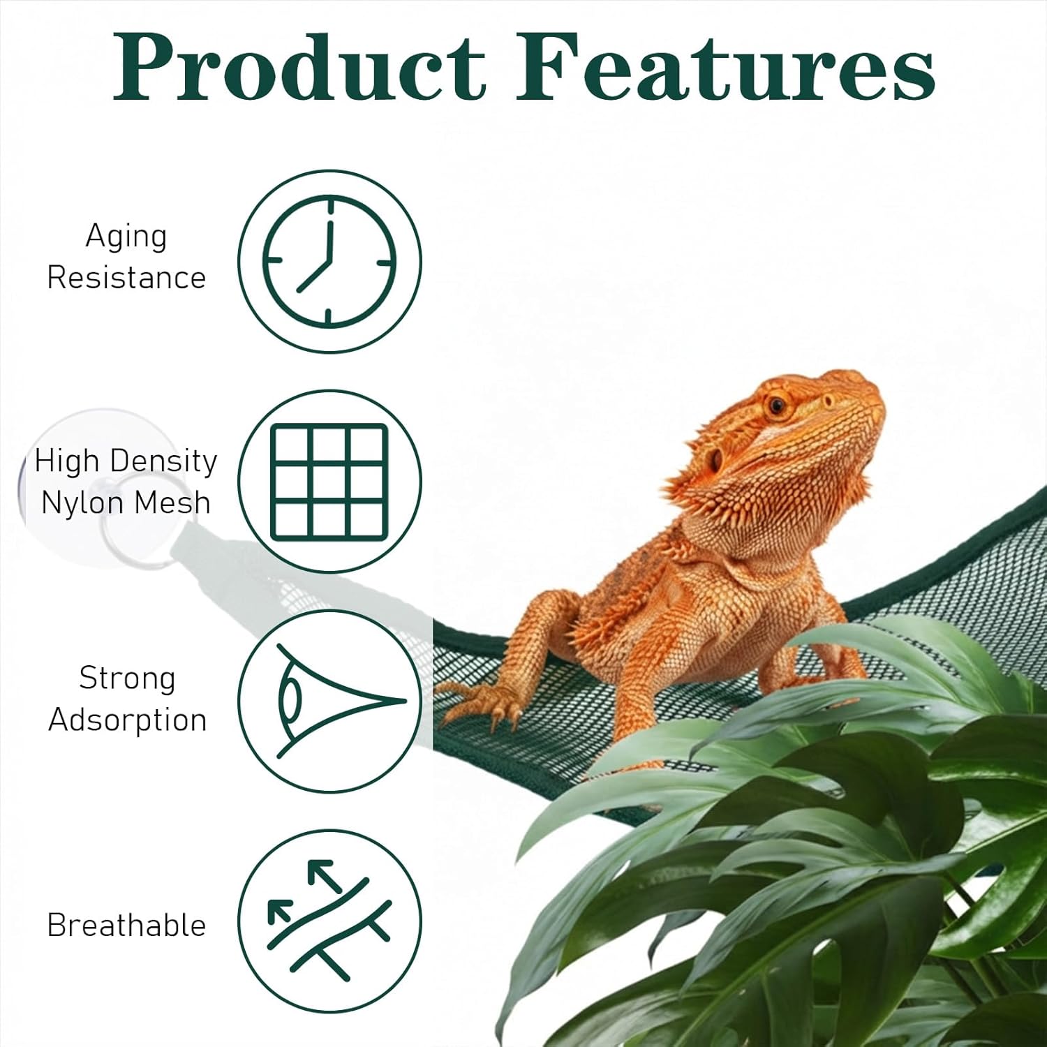 2Pcs Reptile Hammock - Breathable Mesh Bearded Dragon Hammock Lizard Tank Accessories Triangle Geckos Hammocks for Bearded Dragons Snakes Axolotls(Green)