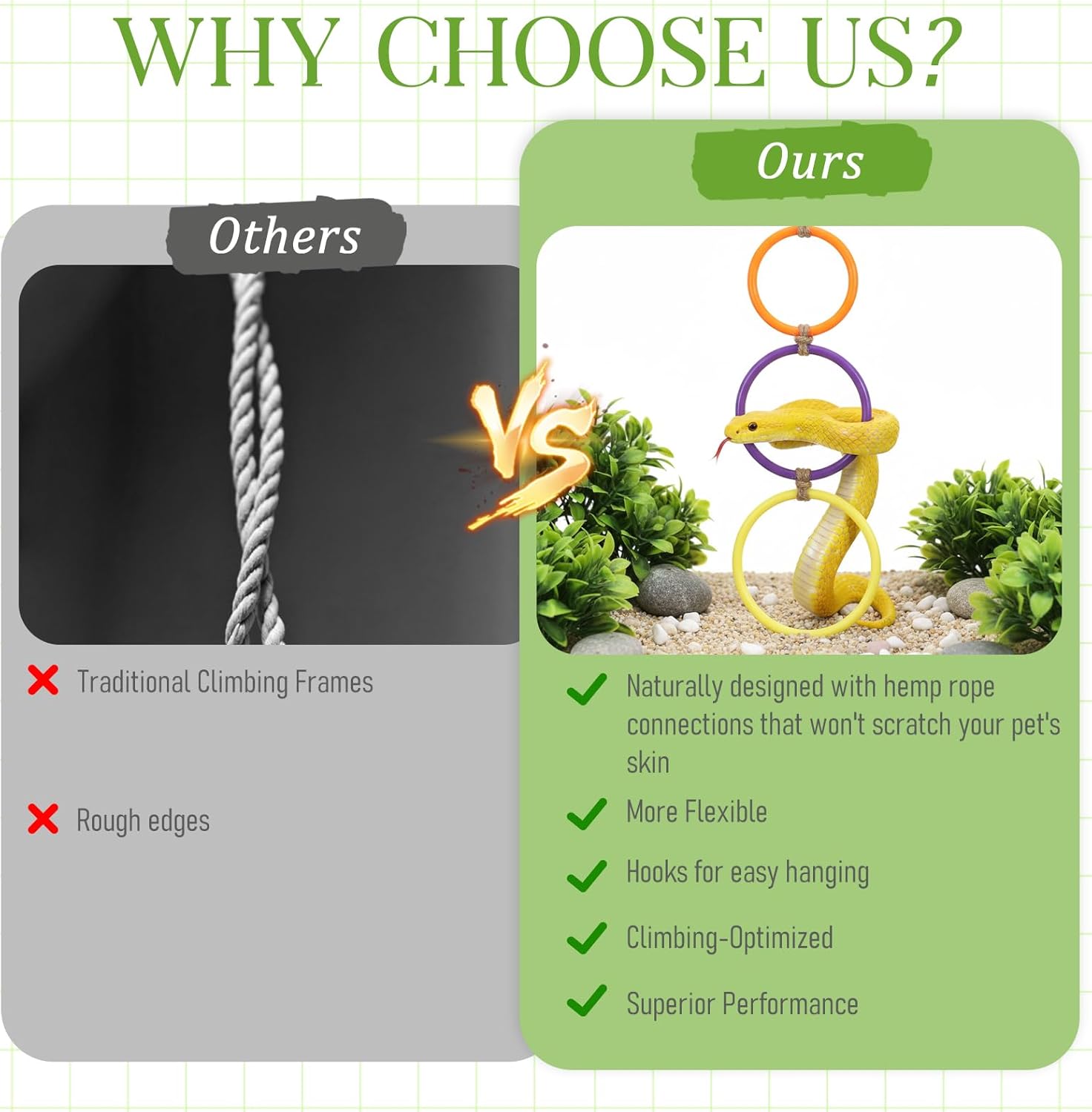 2 Pcs Snake Climbing Rings Snake Enrichment Toys for Ball Python Ball Python Tank Accessories, Reptile Enclosure Accessories Reptile Tank Accessory for Bearded Dragon, Chameleon, Lguana, Gecko, Lizard