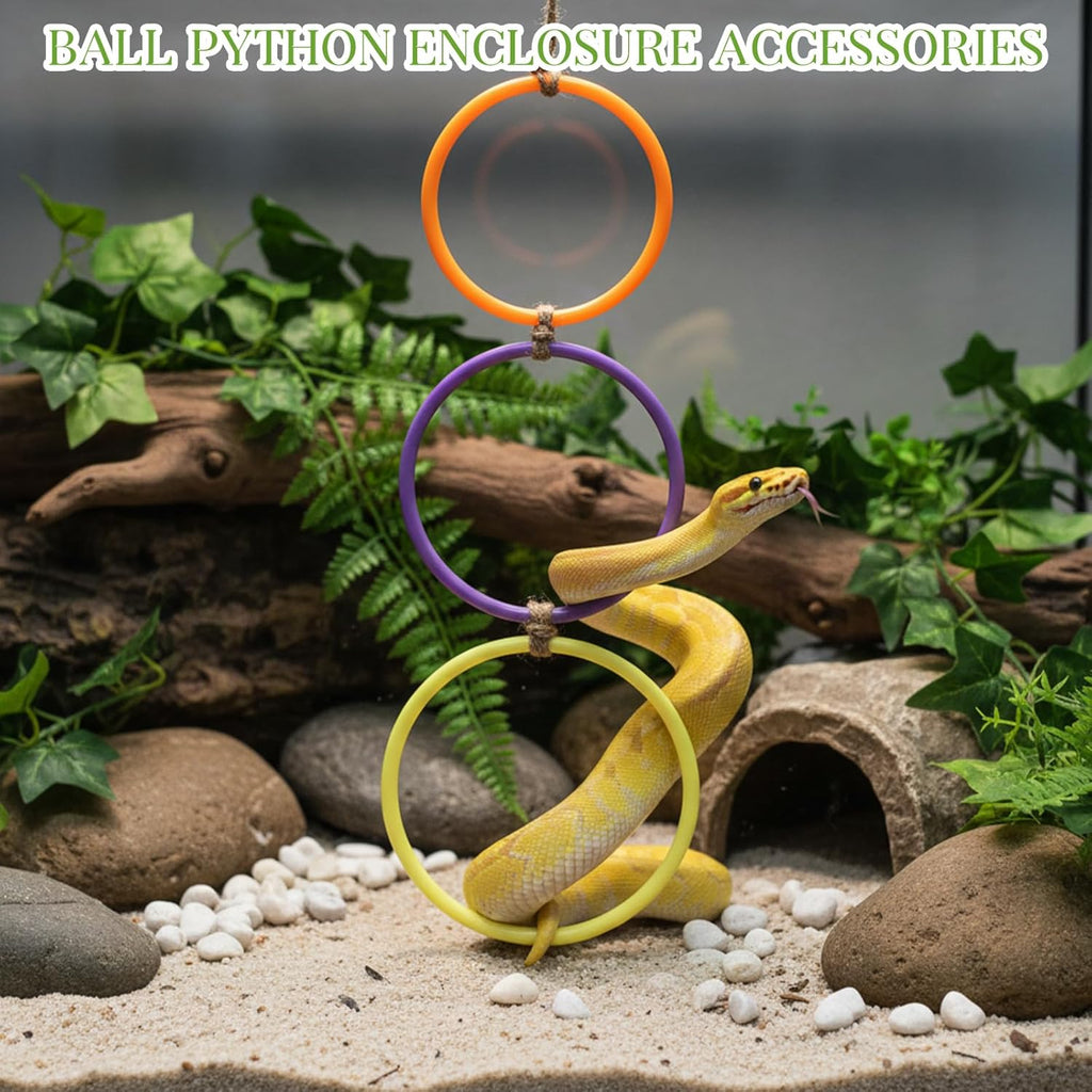 2 Pcs Snake Climbing Rings Snake Enrichment Toys for Ball Python Ball Python Tank Accessories, Reptile Enclosure Accessories Reptile Tank Accessory for Bearded Dragon, Chameleon, Lguana, Gecko, Lizard