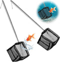 2 Pack 3 Inch Aquarium Net Small Fish Net Black Aquarium Shrimp Nets with Extendable Stainless Steel Handle Fine Tank Tool Mesh for Shrimp, Baby Fish, Food Residue Debris Skimming