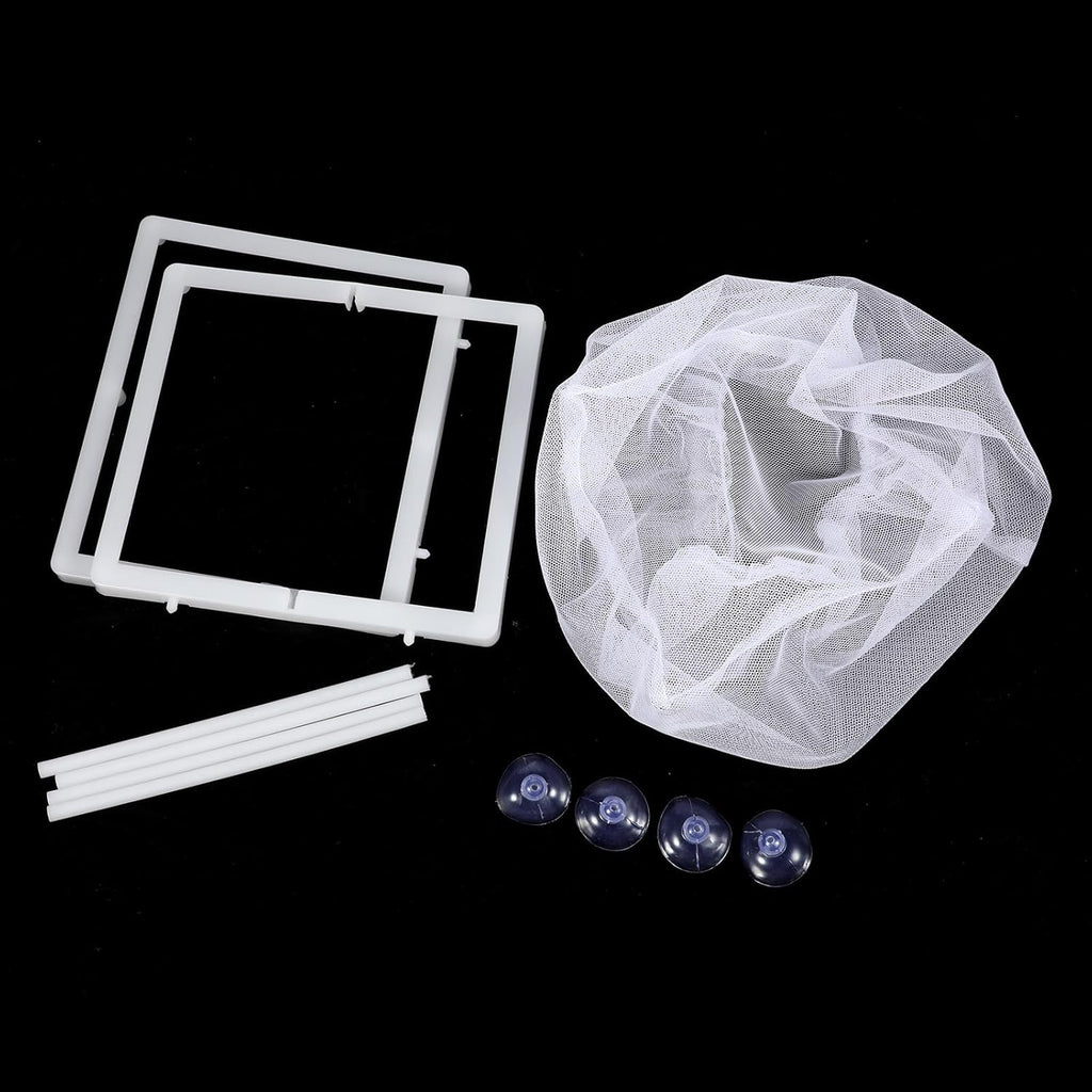 2 Pack Fish Incubator Mesh Box Aquarium, 6.3" x 5.51" x 5.91" Breeder Box for Fish Tank White Nylon Mesh Fishes Breeder Boxes for Aquarium Juvenile Fishes Separation Net Fry Hatchery with Suction Cups