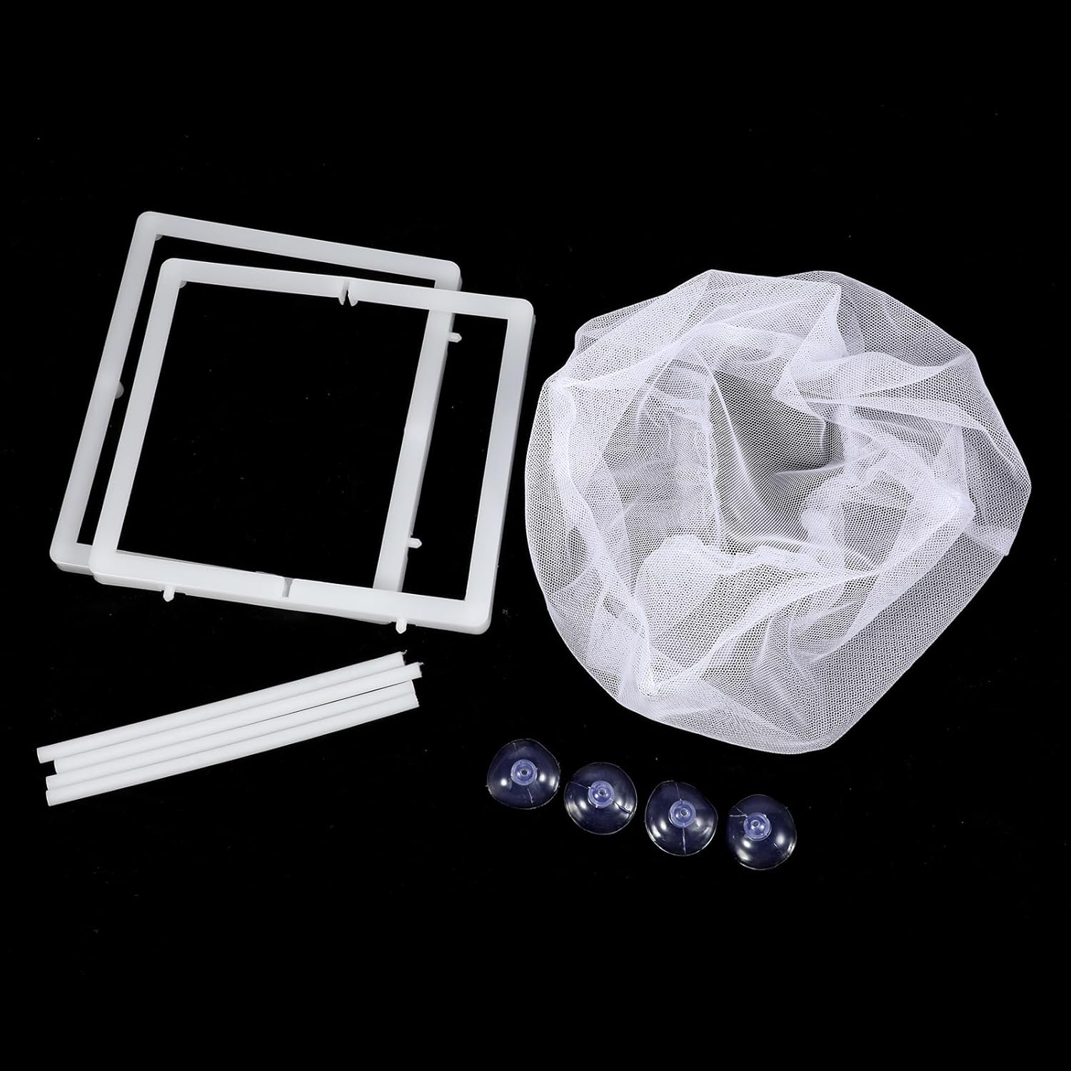 2 Pack Fish Incubator Mesh Box Aquarium, 6.3" x 5.51" x 5.91" Breeder Box for Fish Tank White Nylon Mesh Fishes Breeder Boxes for Aquarium Juvenile Fishes Separation Net Fry Hatchery with Suction Cups