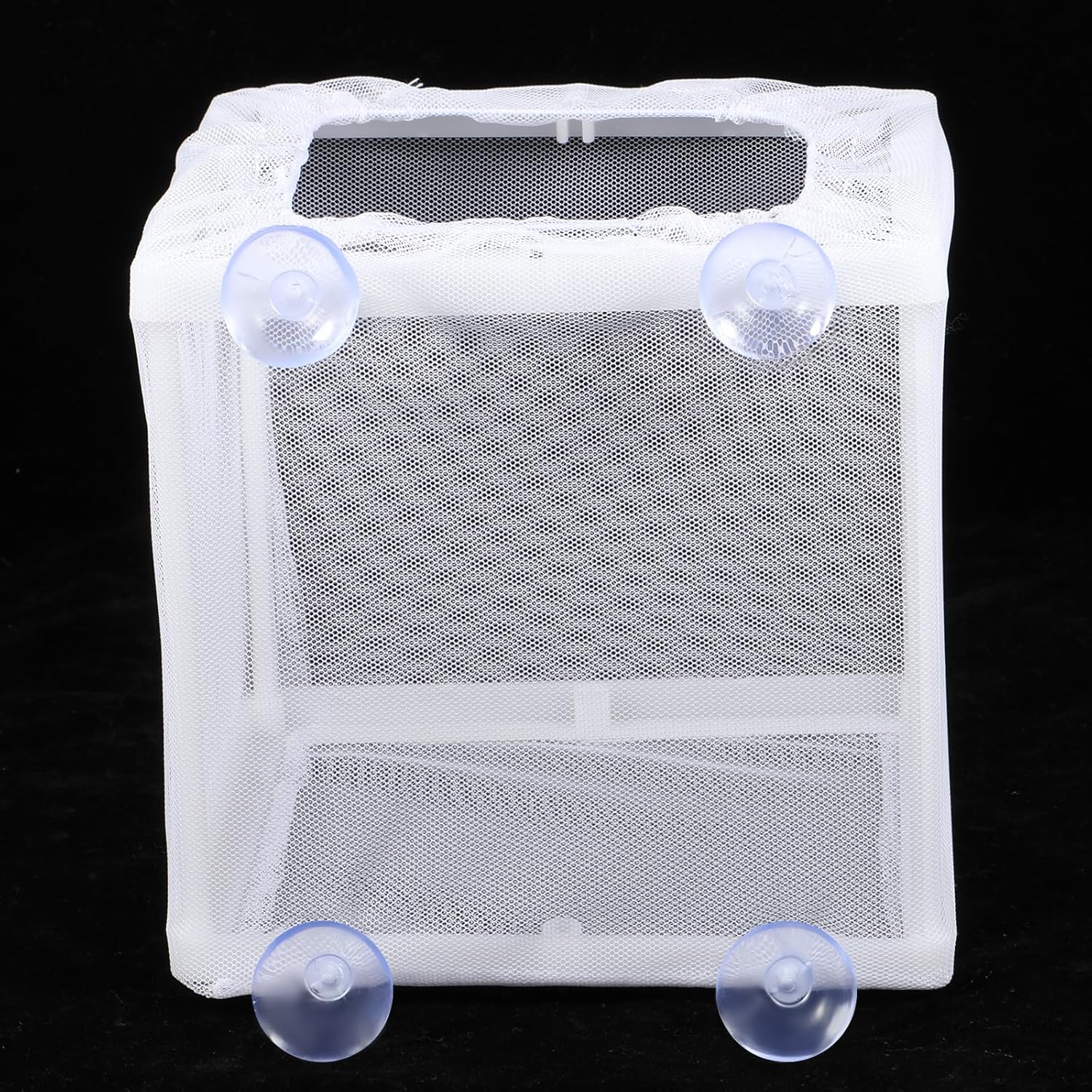 2 Pack Fish Incubator Mesh Box Aquarium, 6.3" x 5.51" x 5.91" Breeder Box for Fish Tank White Nylon Mesh Fishes Breeder Boxes for Aquarium Juvenile Fishes Separation Net Fry Hatchery with Suction Cups