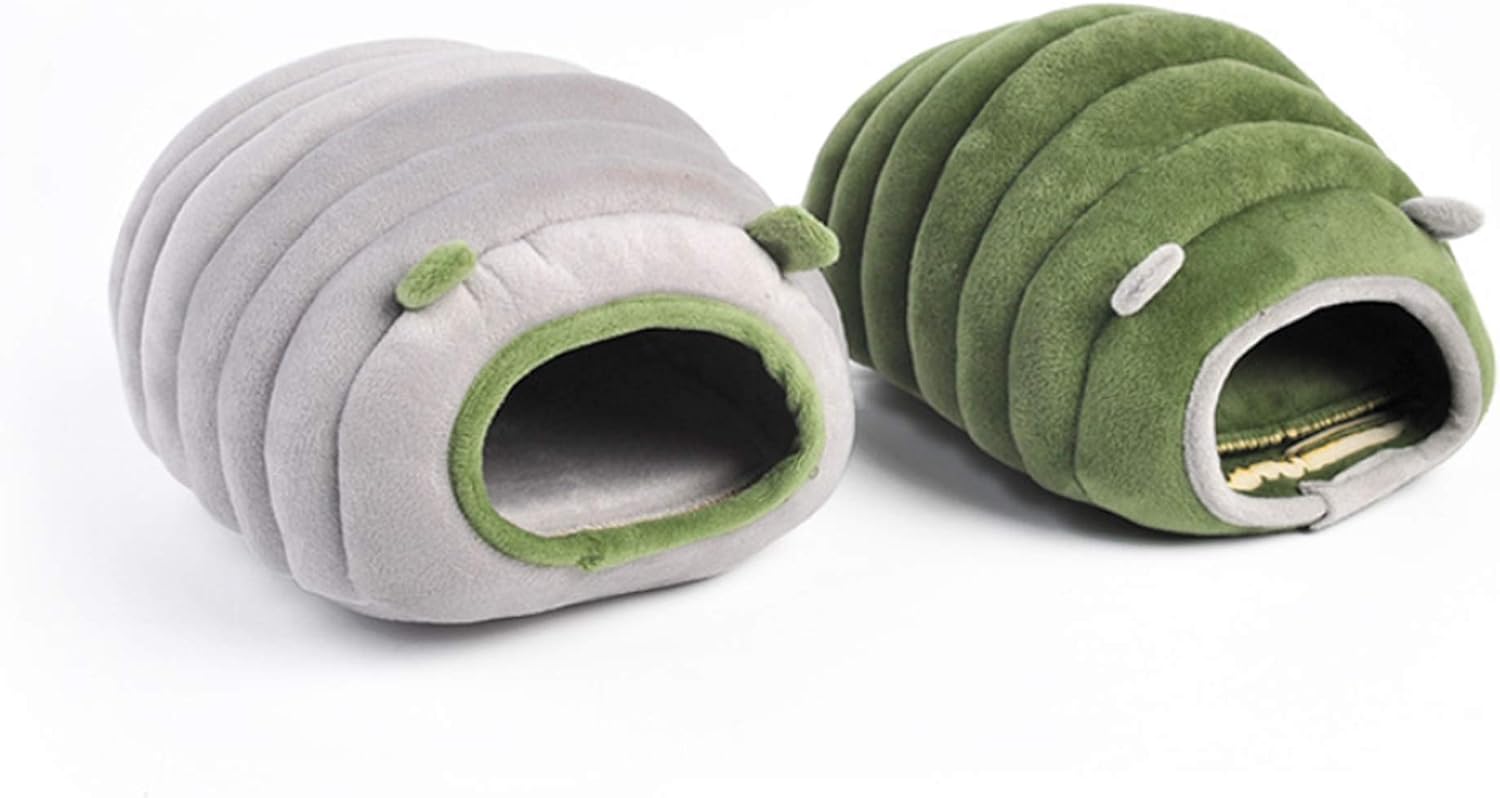 Guinea Pig Hideout Bed Rabbit House Cave Accessories Cozy Hide-Out for Bunny Hedgehog Ferret Chinchilla&Other Small Animals (Grey, Caterpillar)