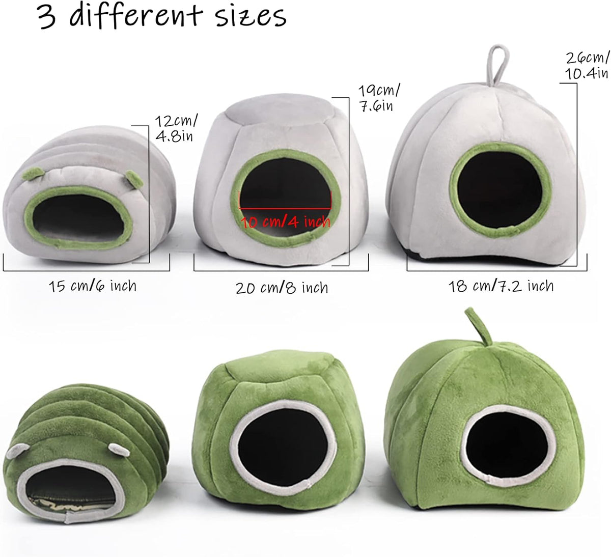 Guinea Pig Hideout Bed Rabbit House Cave Accessories Cozy Hide-Out for Bunny Hedgehog Ferret Chinchilla&Other Small Animals (Grey, Caterpillar)