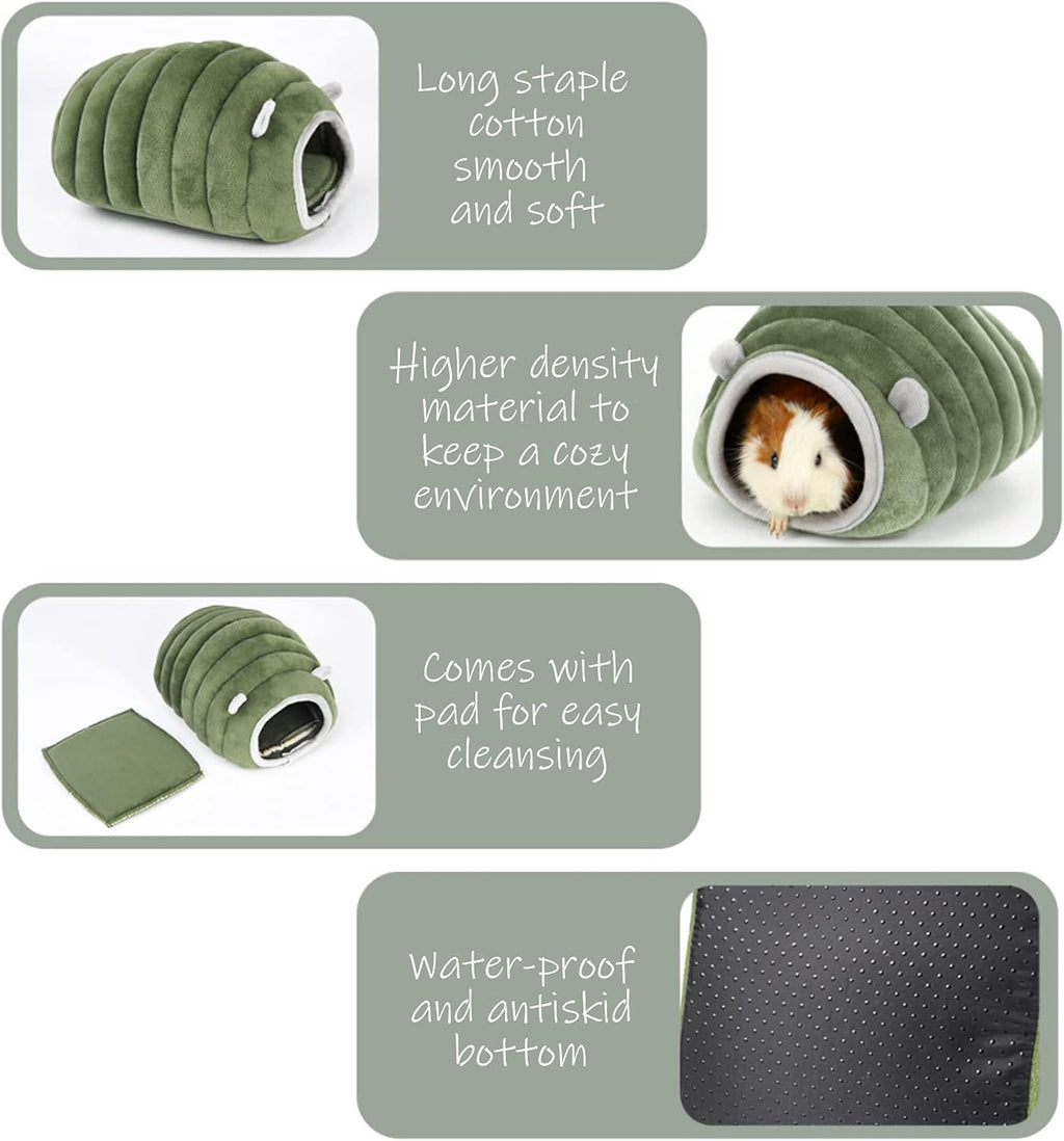 Guinea Pig Hideout Bed Rabbit House Cave Accessories Cozy Hide-Out for Bunny Hedgehog Ferret Chinchilla&Other Small Animals (Grey, Caterpillar)