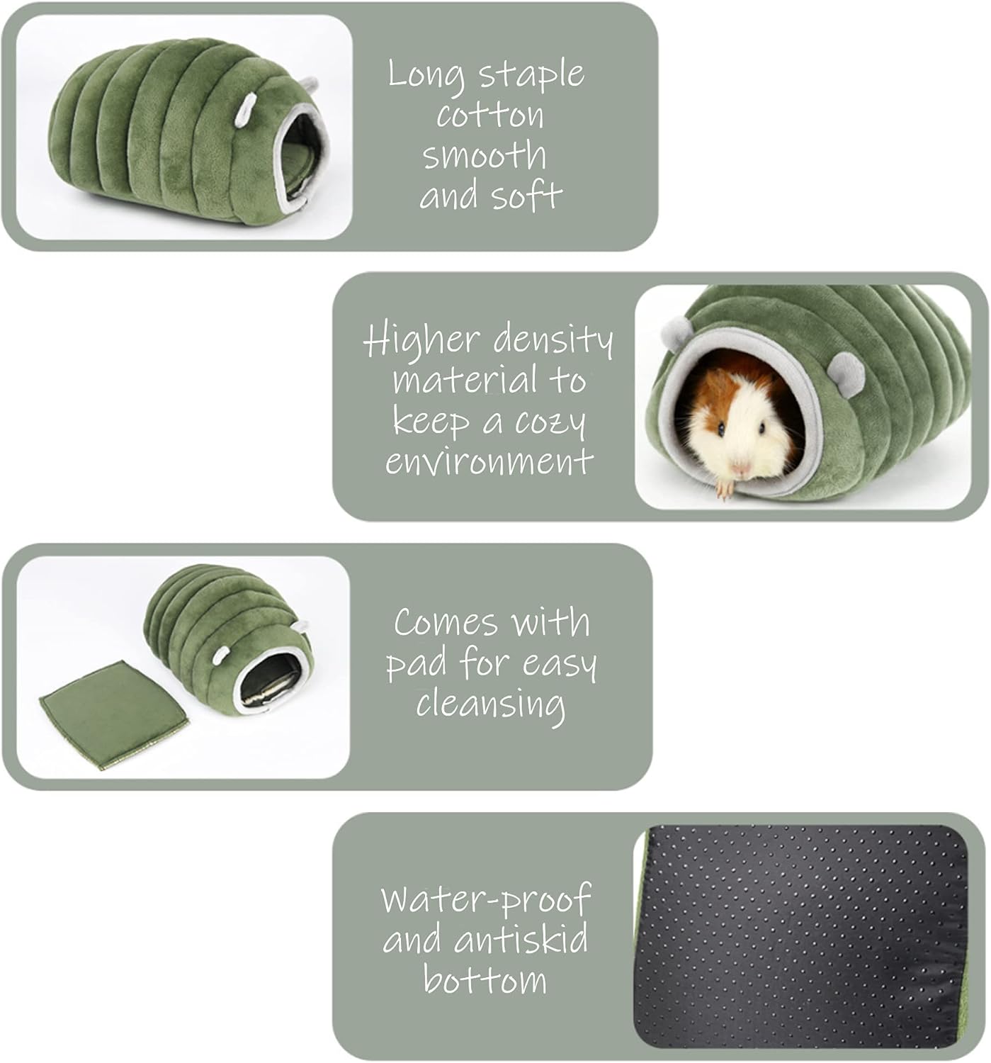 Guinea Pig Hideout Bed Rabbit House Cave Accessories Cozy Hide-Out for Bunny Hedgehog Ferret Chinchilla&Other Small Animals (Grey, Caterpillar)